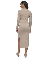 Dkny Jeans Womens Pointelle Knit Cropped Sweater Pointelle Knit Midi Skirt