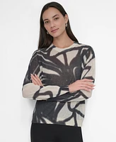 Dkny Women's Abstract-Print Long-Sleeve Sweater