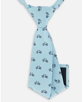 Deux par Boy Neck Tie Pale Blue With Bicycle - Toddler|Child