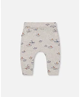 Deux par Baby Boys Printed Organic Cotton Evolutive Pant Paper Boat