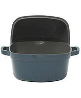 Crock-Pot Northvale Cast Aluminum Lightweight Durable 5.2 Quart Heavy Duty Dutch Oven Pot With Lid, Safe, Dual Handles - Matte Blue