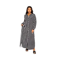 Buxom Couture Women's Plus Maxi Stripe Shirt Dress