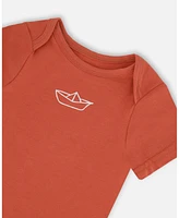 Deux par Baby Boys Organic Cotton Onesie Terracotta