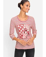 Olsen Striped Love Print T-Shirt