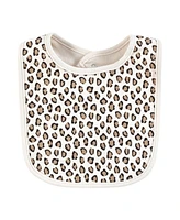 Hudson Baby Infant Girl Cotton Bibs, Leopard Hearts, One Size