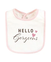 Hudson Baby Infant Girl Cotton Bibs, Hello Gorgeous, One Size