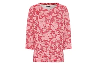 Olsen Floral Rib Knit Jersey Top