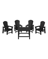 Kids 5-Piece Hdpe Outdoor Square Patio Dining Table and Chairs Set