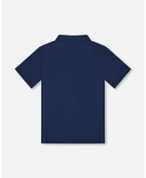 Deux par Toddler Boys Short Sleeve Polo Shirt Navy Blue - Toddler|Child