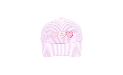 Bits & Bows Girls' Candy Hearts Bow Baseball Hat Pink