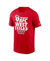 Nike Men's Red Kansas City Chiefs Nine-Straight Afc West Division Champions Our Time Is Now T-Shirt