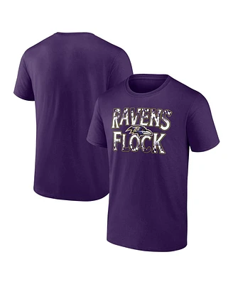 Fanatics Men's Purple Baltimore Ravens Flock T-Shirt