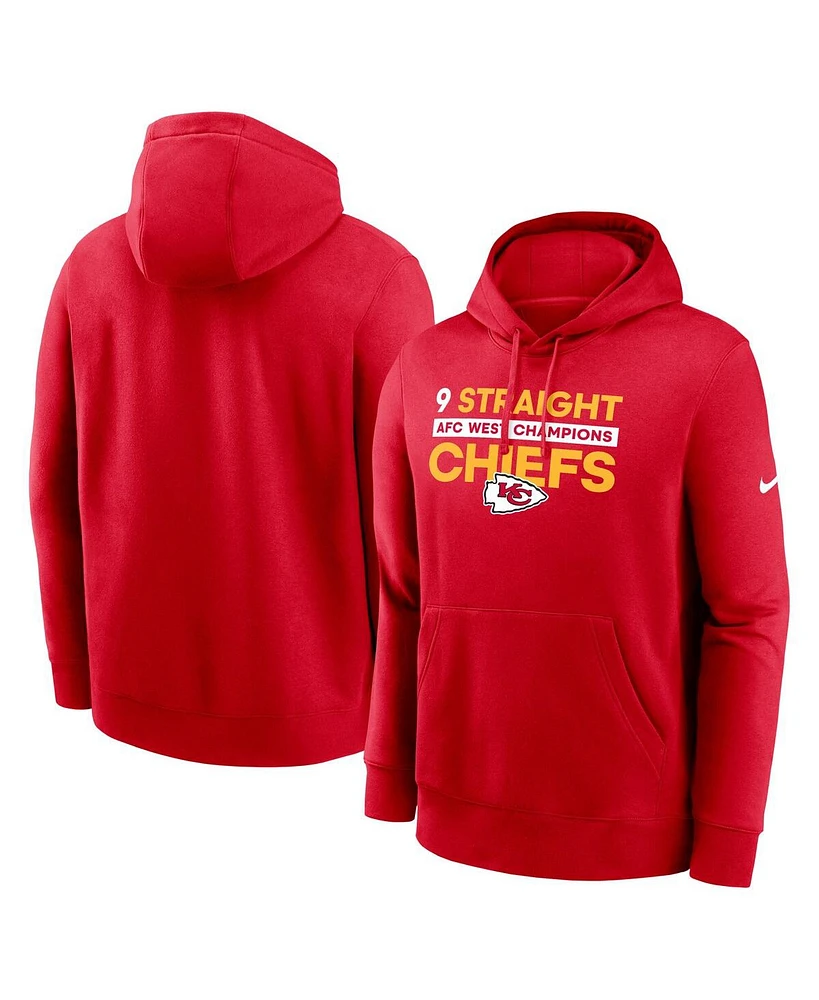 Nike Men's Red Kansas City Chiefs Nine-Straight Afc West Division Champions Club Pullover Hoodie