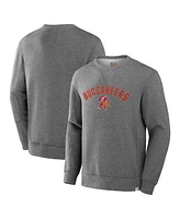 Fanatics Men's Heather Gray Tampa Bay Buccaneers Loop Terry Pullover Sweatshirt