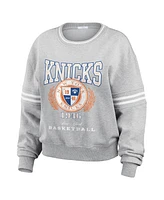 Wear by Erin Andrews Women's Heather Gray New York Knicks French Terry Pullover Sweatshirt