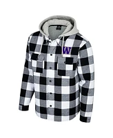 Colosseum Men's Black/White Washington Huskies Buffalo Plaid Full-Zip Hoodie Jacket