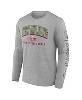 Fanatics Men's Heather Gray Super Bowl Lix Host History Long Sleeve T-Shirt