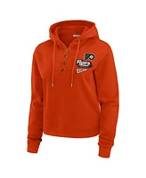 Wear by Erin Andrews Women's Orange Philadelphia Flyers Waffle-Knit Pullover Hoodie