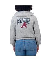 Wear by Erin Andrews Women's Heather Gray Atlanta Braves Speckled Fleece Cropped Full-Zip Hoodie