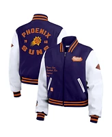 Wear by Erin Andrews Women's Purple/White Phoenix Suns Cropped Varsity Full-Zip Jacket