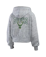 Wear by Erin Andrews Women's Heather Gray Milwaukee Bucks Speckled Radiator Full-Zip Hoodie