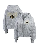 Wear by Erin Andrews Women's Heather Gray Colorado Buffaloes Speckle Double-Hit Raglan Full-Zip Hoodie