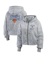 Wear by Erin Andrews Women's Heather Gray New York Knicks Speckled Radiator Full-Zip Hoodie