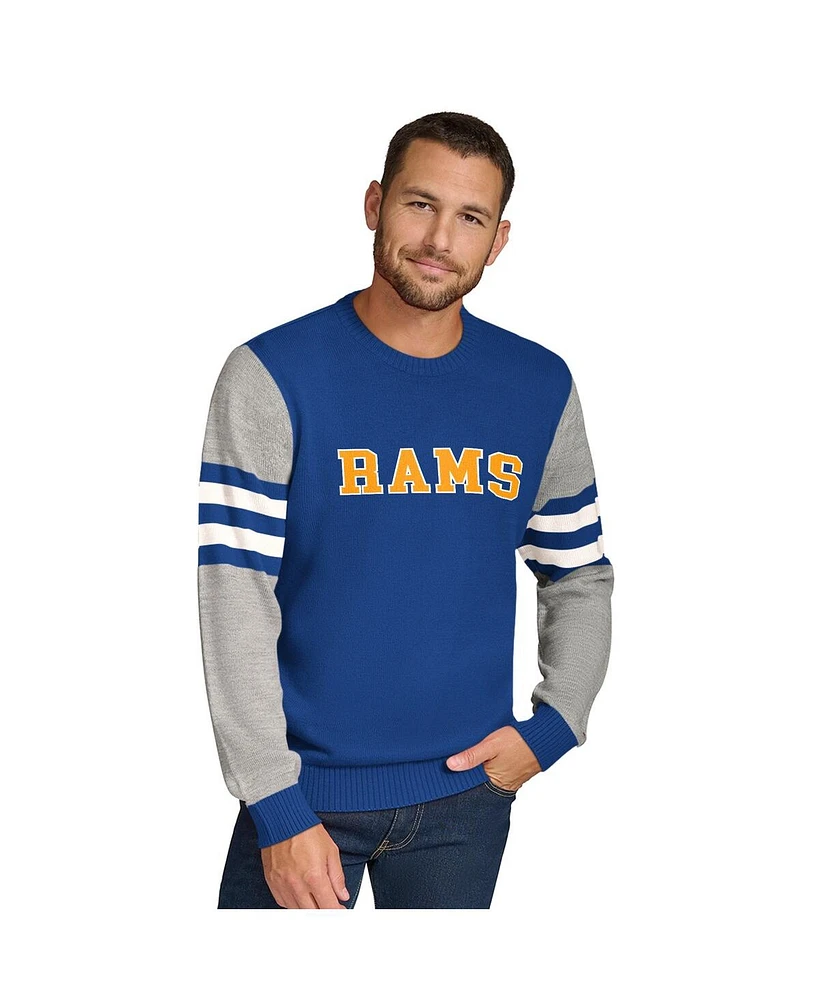 Tommy Hilfiger Men's Royal/Heather Gray Los Angeles Rams Acrylic Crewneck Pullover Sweatshirt