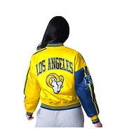 Starter Women's Royal/Gold Los Angeles Rams Zone Blitz Cropped Full-Snap Satin Jacket