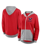 Logo Athletic Women's Red Washington Capitals Hit It French Terry Full-Zip Hoodie