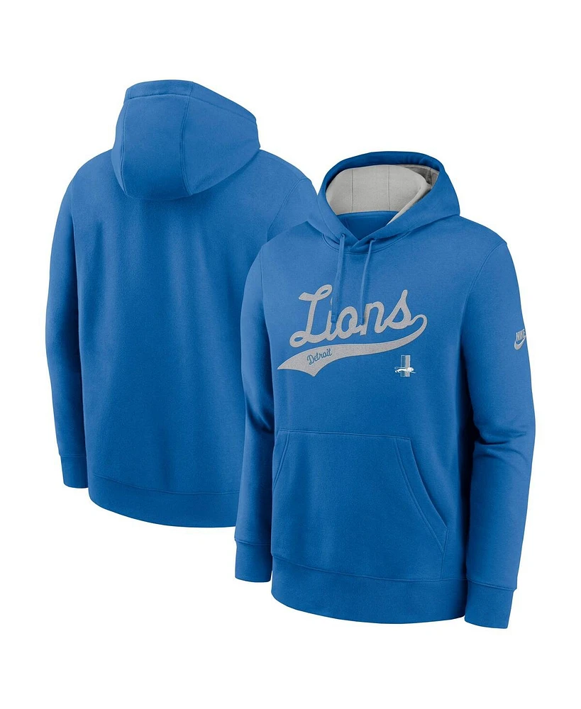 Nike Men's Blue Detroit Lions Rewind Club Logo Pullover Hoodie