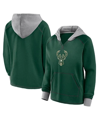 Logo Athletic Women's Hunter Green Milwaukee Bucks Boom Pullover Hoodie