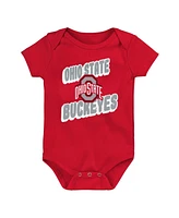 Outerstuff Newborn Scarlet Ohio State Buckeyes Sunday Comics 3-Pack Bodysuit Set