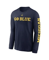 Jordan Men's Navy Michigan Wolverines Basketball Icon Two-Hit Long Sleeve T-Shirt