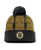 Fanatics Men's Black/Gold Boston Bruins Fundamental Empty Net Cuffed Knit Hat with Pom