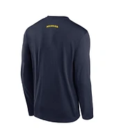 Jordan Men's Navy Michigan Wolverines On-Court Basketball Shootaround Performance Long Sleeve T-Shirt