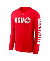 Nike Men's Scarlet Ohio State Buckeyes Basketball Icon Two-Hit Long Sleeve T-Shirt