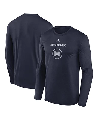 Jordan Men's Navy Michigan Wolverines 2024 On-Court Basketball Practice Legend Performance Long Sleeve T-Shirt