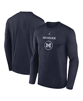 Jordan Men's Navy Michigan Wolverines 2024 On-Court Basketball Practice Legend Performance Long Sleeve T-Shirt