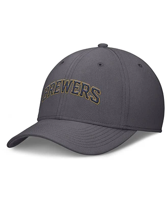 Nike Men's Gray Milwaukee Brewers Swoosh Performance Flex Hat