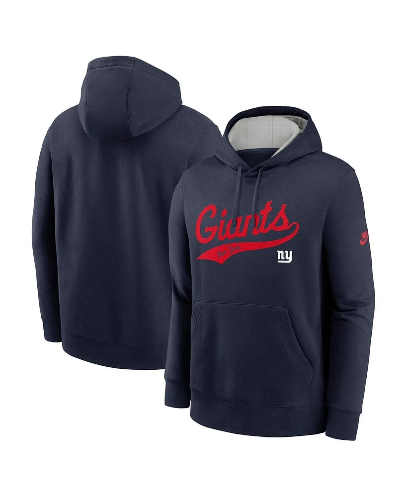 Nike Men's Navy New York Giants Rewind Club Logo Pullover Hoodie