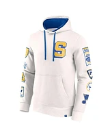 Fanatics Men's White St. Louis Blues Letterman Fleece Pullover Hoodie