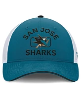 Fanatics Men's Teal/White San Jose Sharks Authentic Pro Rink Trucker Hat