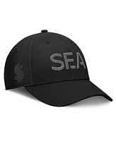 Fanatics Men's Black Seattle Kraken Authentic Pro Road Team Code Side Patch Flex Hat