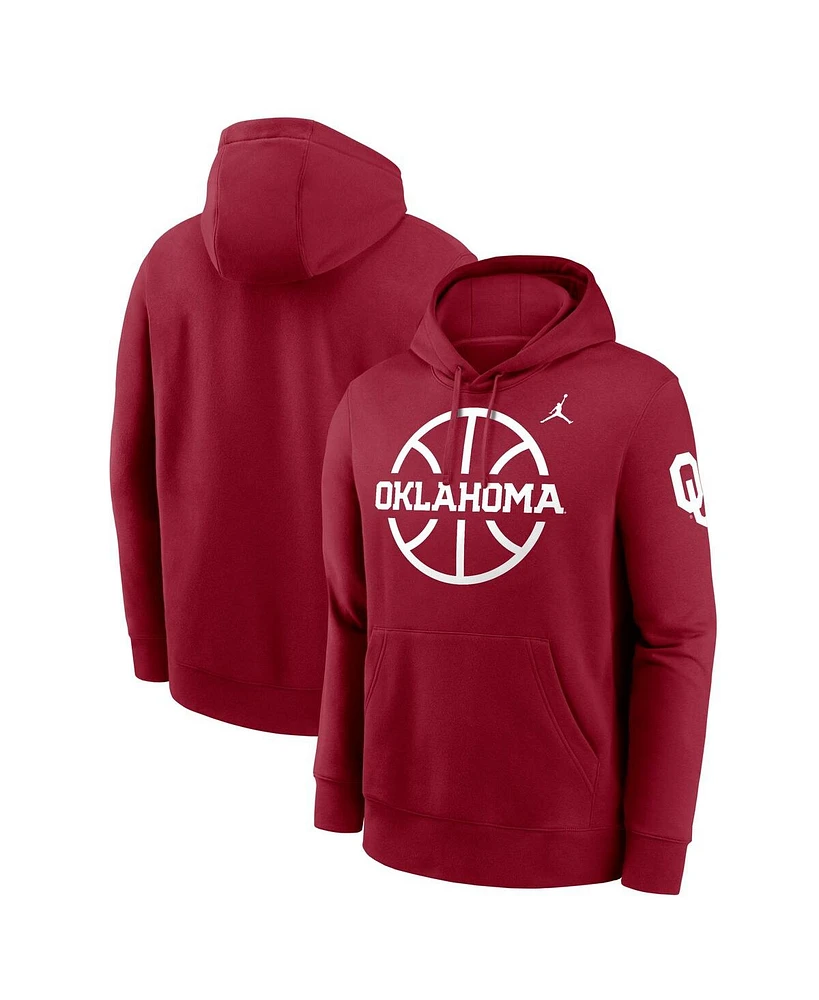 Jordan Men's Crimson Oklahoma Sooners Basketball Icon Club Fleece Pullover Hoodie