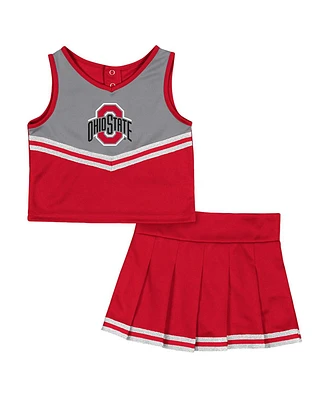 Colosseum Girls Toddler Scarlet Ohio State Buckeyes Time For Recess Cheer Top Skirt Set