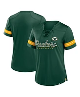 Fanatics Women's Green Bay Packers Play Script Lace-Up T-Shirt