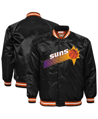 Mitchell & Ness Big Boys and Girls Black Phoenix Suns Hardwood Classics Satin Raglan Full-Snap Jacket