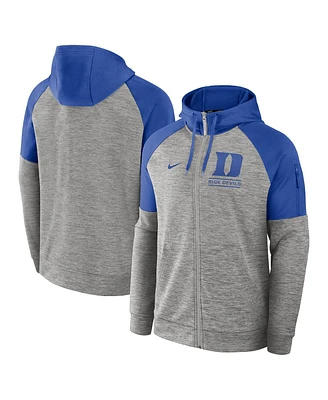 Nike Men's Heather Gray Duke Blue Devils Fitness Raglan Performance Full-Zip Hoodie