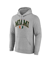 Fanatics Men's Gray Miami Hurricanes Arched Logo Pullover Hoodie